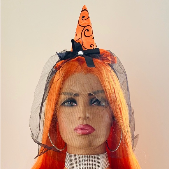 Long Orange Versatile 13x2.5 Lace Front Synthetic Wig for Cosplay or Everyday - Picture 9 of 14